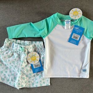 RuggedButts Boys 6-12months swim shirt and trunks